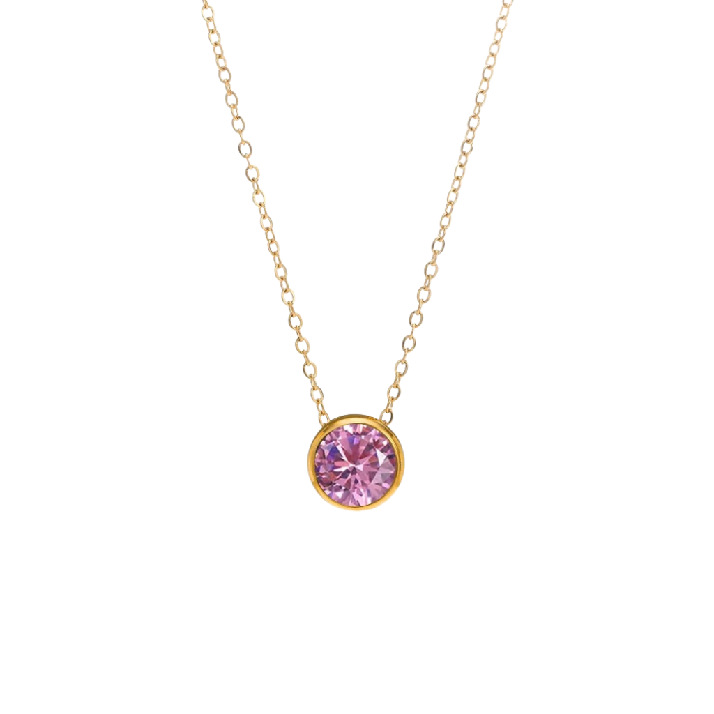 Round Birthstone Charm Necklace