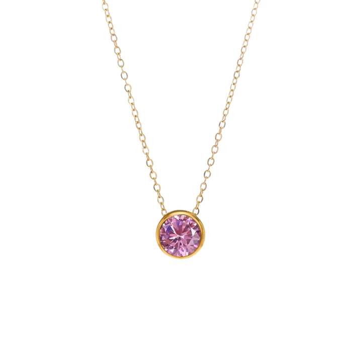 Round Birthstone Charm Necklace