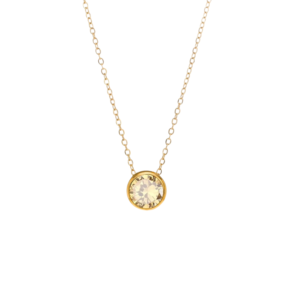 Round Birthstone Charm Necklace