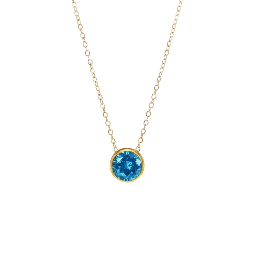 Round Birthstone Charm Necklace