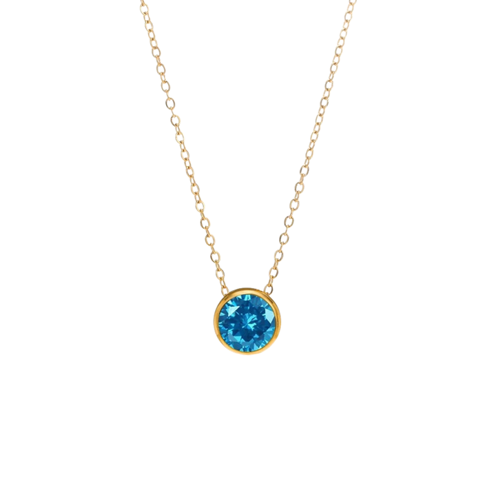 Round Birthstone Charm Necklace