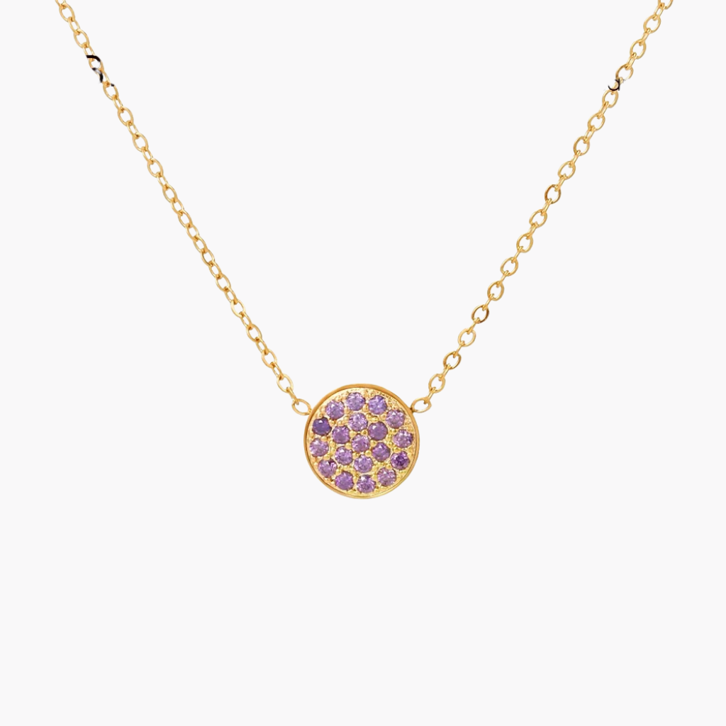 Sparkling Birthstone Disc Necklace
