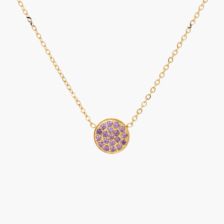 Sparkling Birthstone Disc Necklace