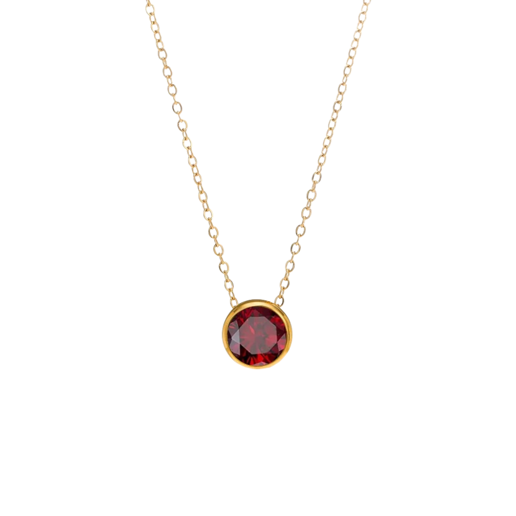 Round Birthstone Charm Necklace