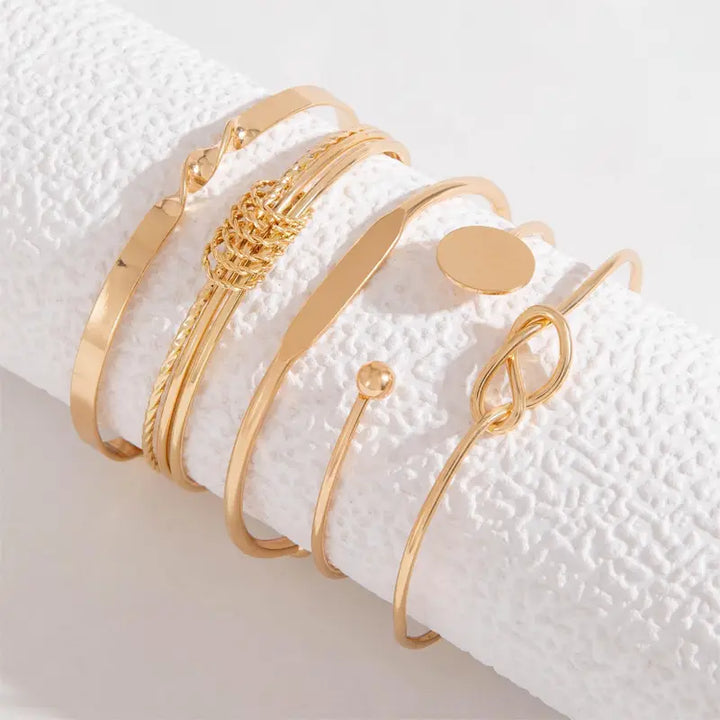 Sophisticated Knotted Elegance Gold Bracelet Set