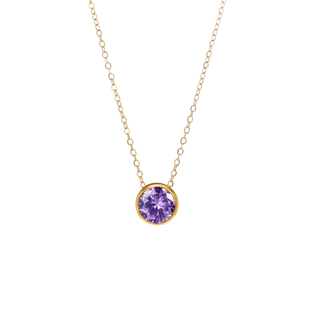 Round Birthstone Charm Necklace