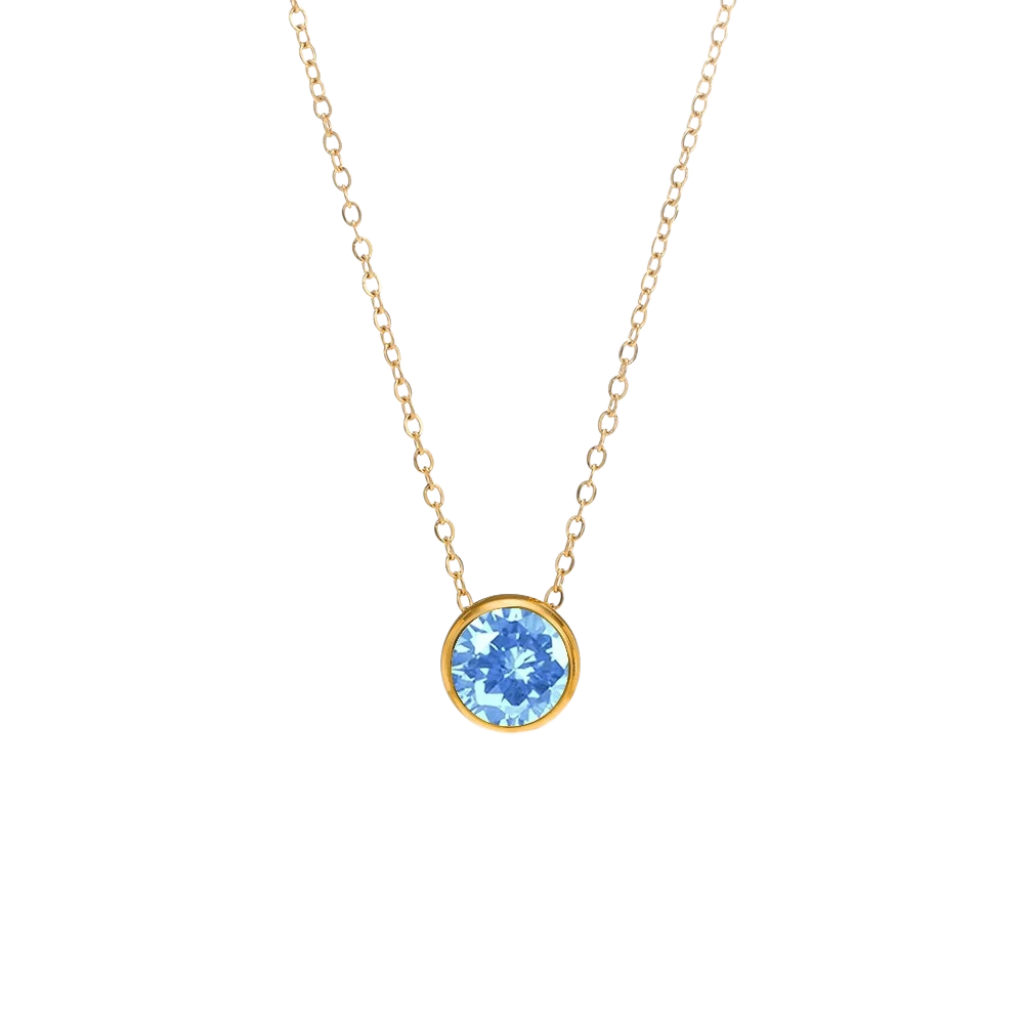 Round Birthstone Charm Necklace