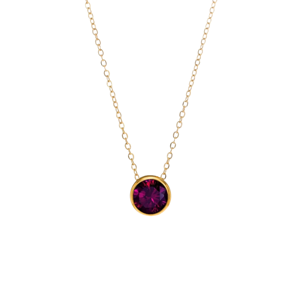 Round Birthstone Charm Necklace