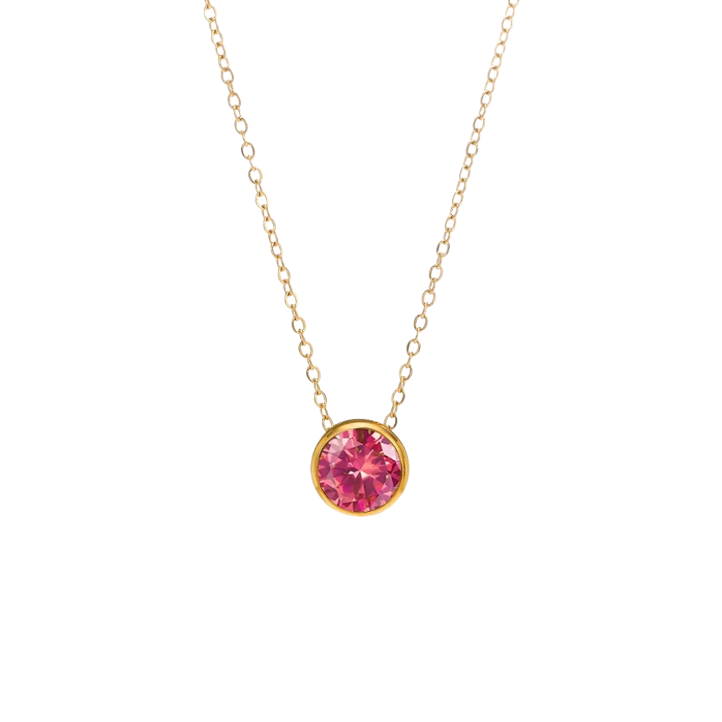 Round Birthstone Charm Necklace
