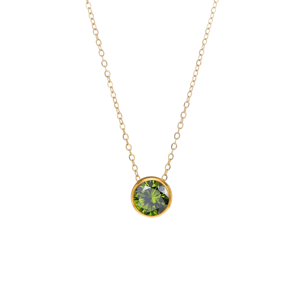 Round Birthstone Charm Necklace