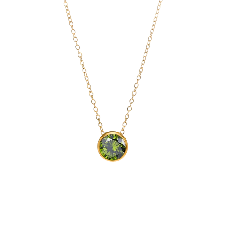 Round Birthstone Charm Necklace