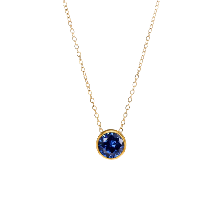Round Birthstone Charm Necklace