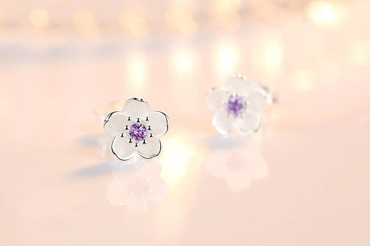 Zircon Flower Stud Earrings