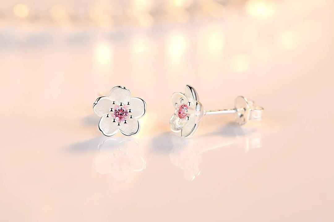Zircon Flower Stud Earrings
