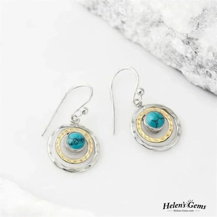 Boho Saturn Earrings: Turquoise & Gold