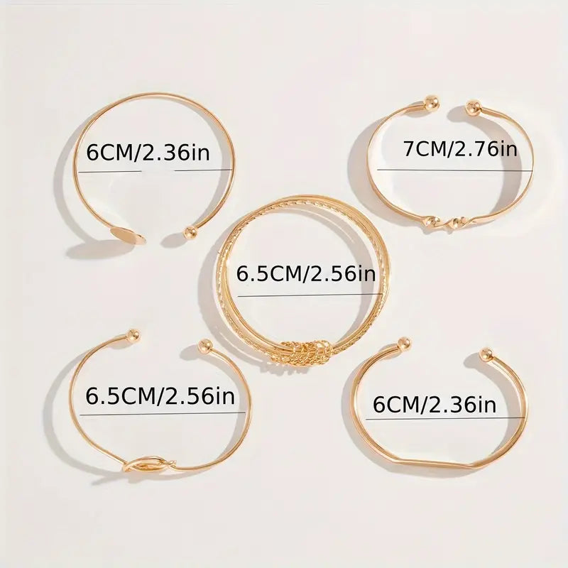 Sophisticated Knotted Elegance Gold Bracelet Set