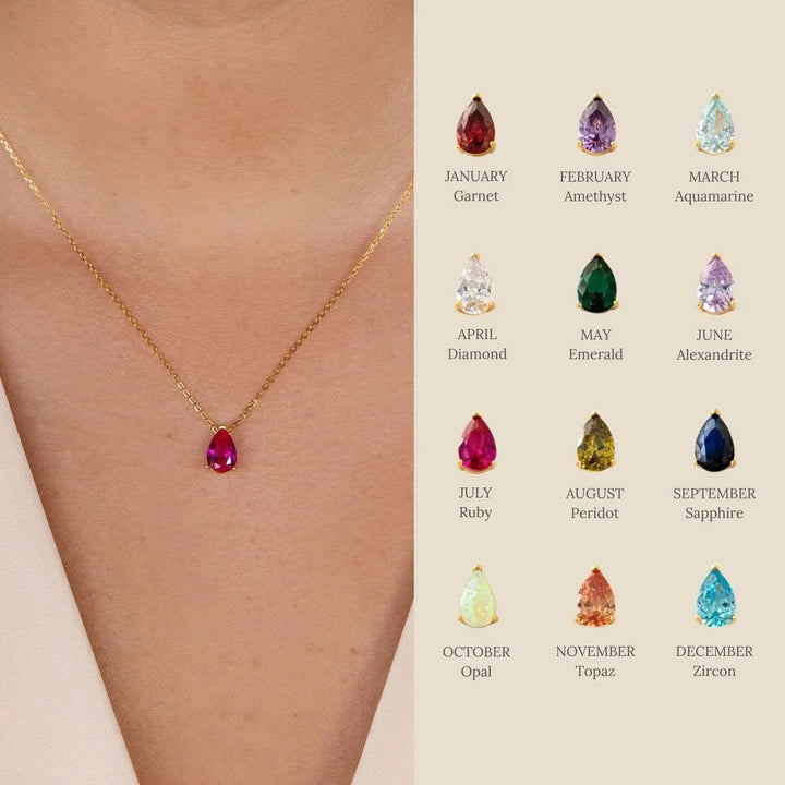 Radiant Teardrop Birthstone Necklace