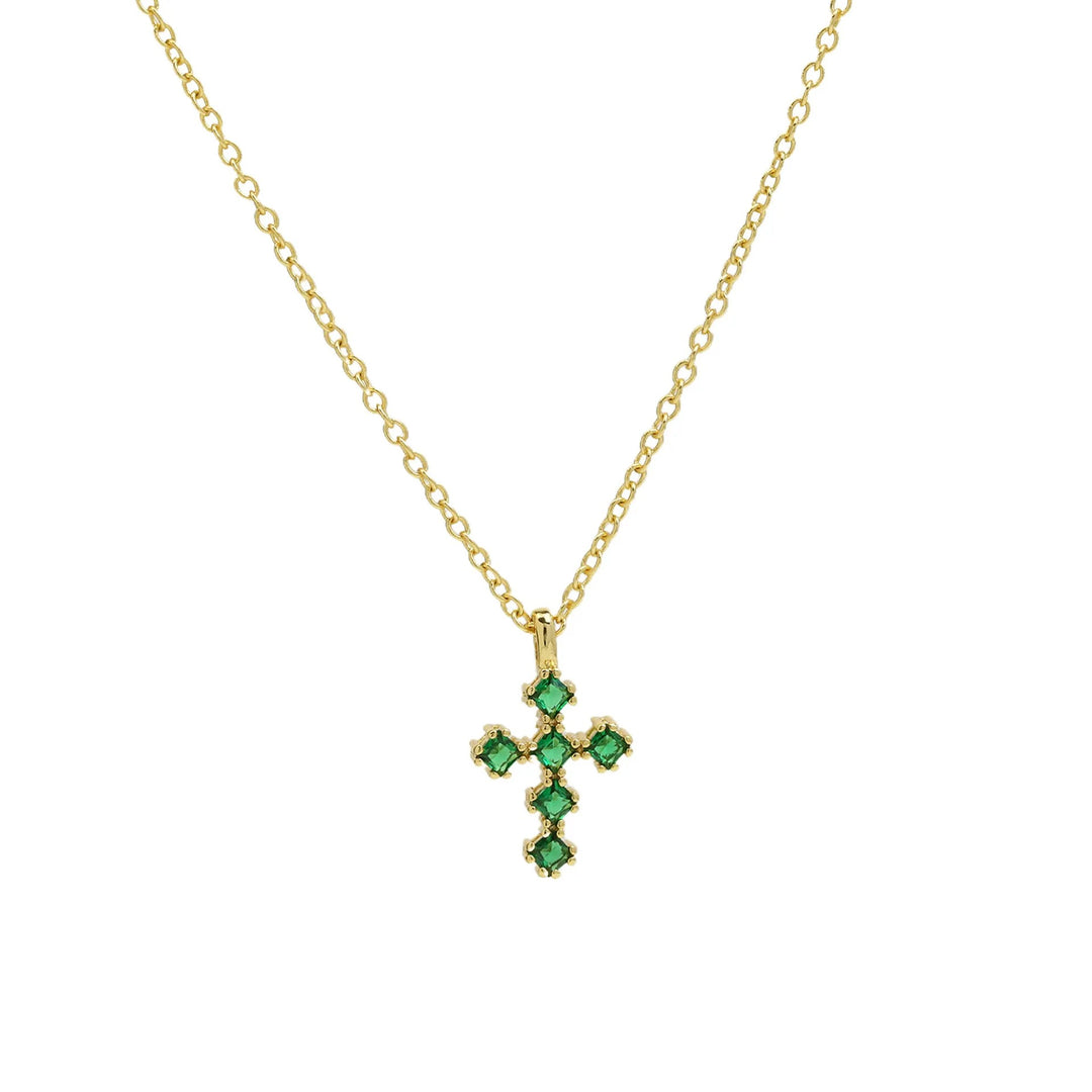 Birthstone Crystal Cross Necklace