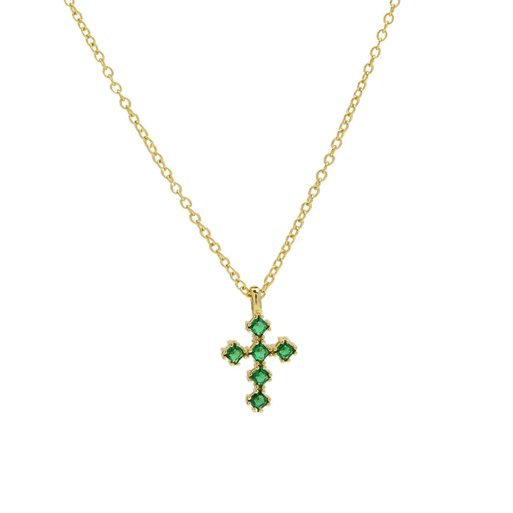 Birthstone Crystal Cross Necklace