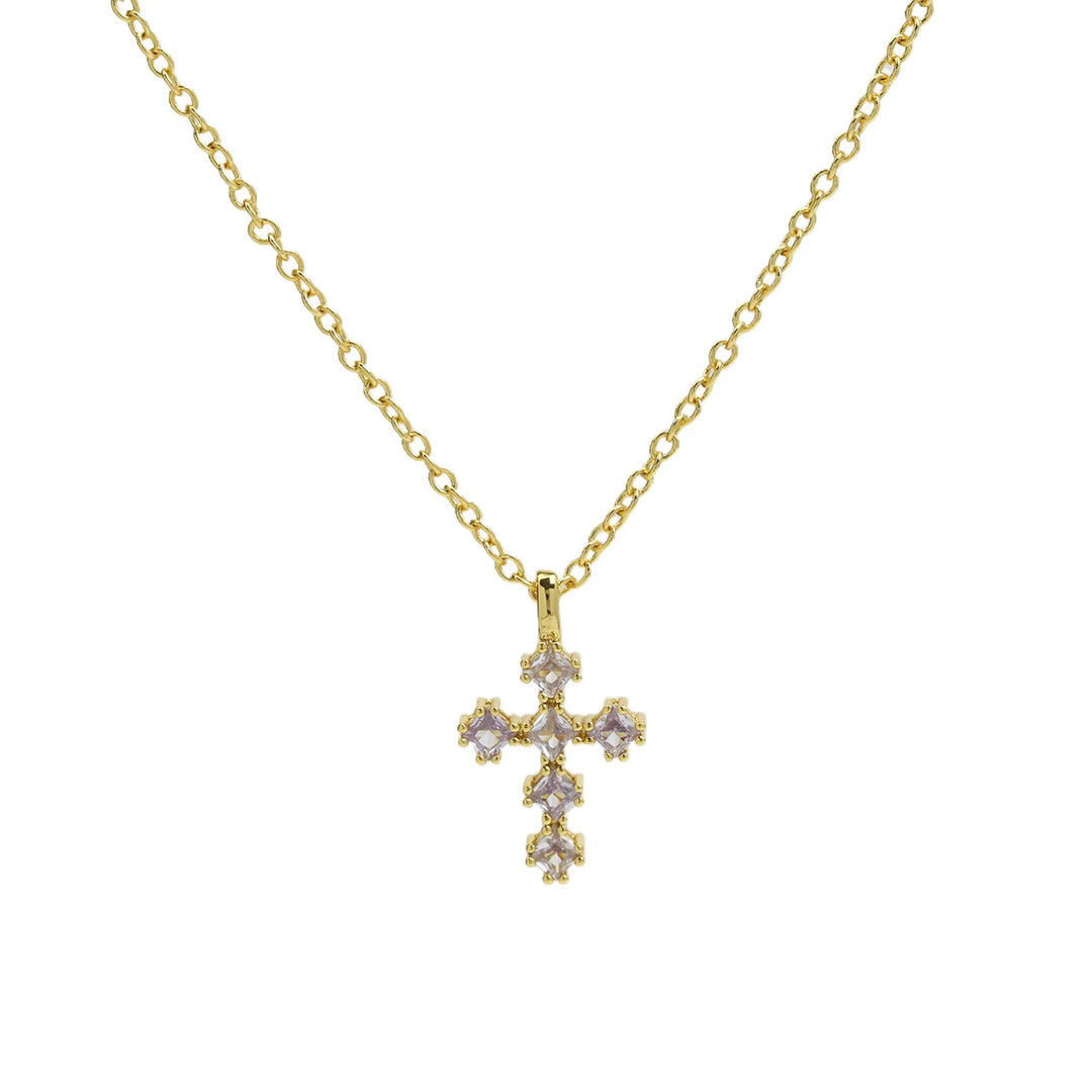 Birthstone Crystal Cross Necklace