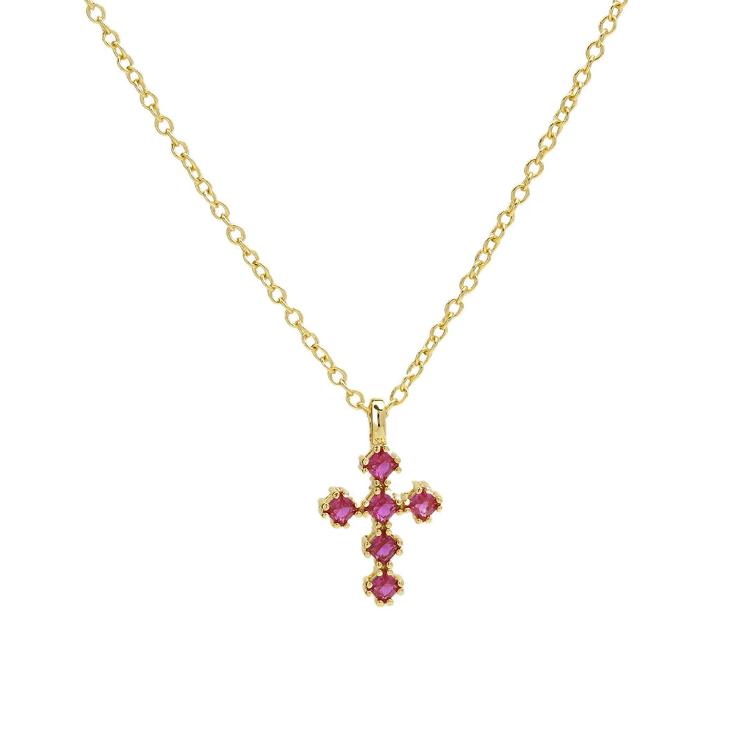 Birthstone Crystal Cross Necklace