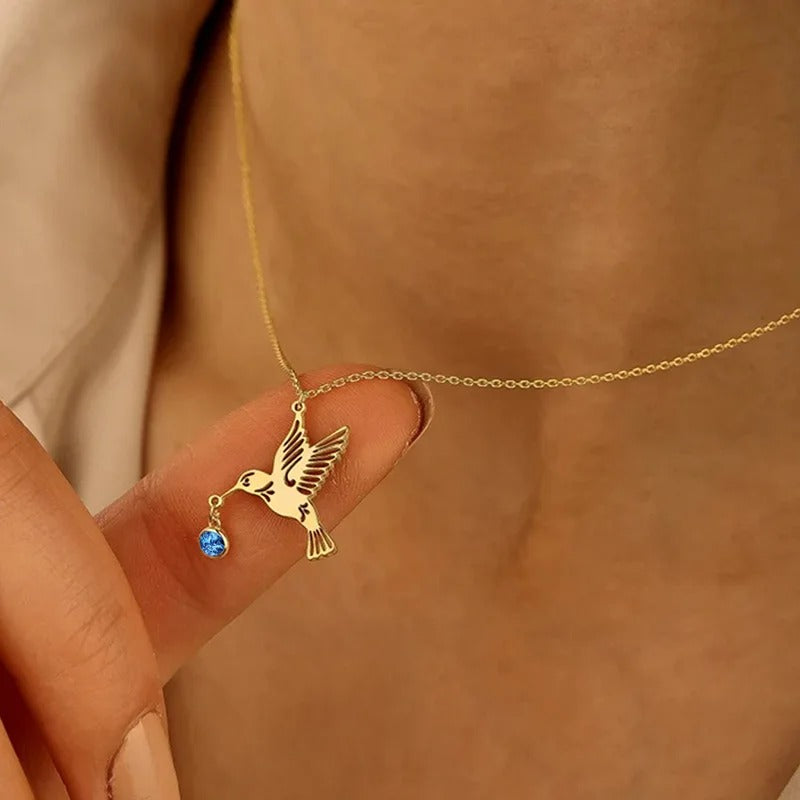 Hummingbird Blessings Birthstone Necklace