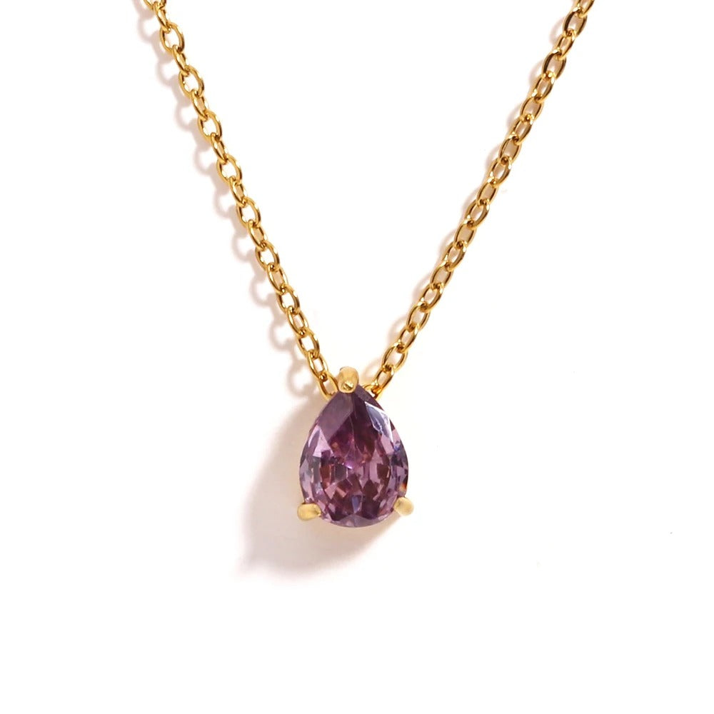 Radiant Teardrop Birthstone Necklace