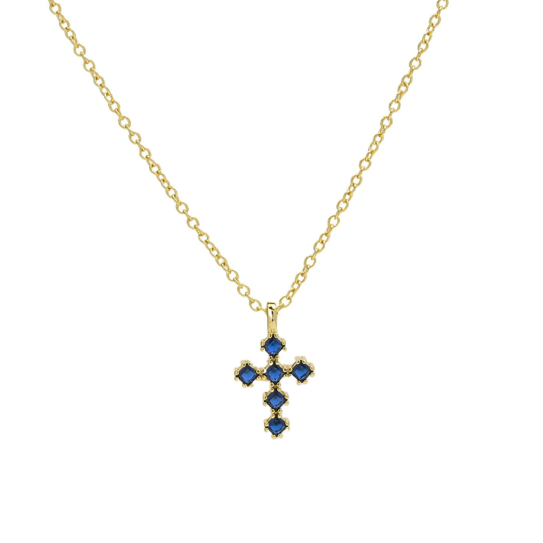 Birthstone Crystal Cross Necklace