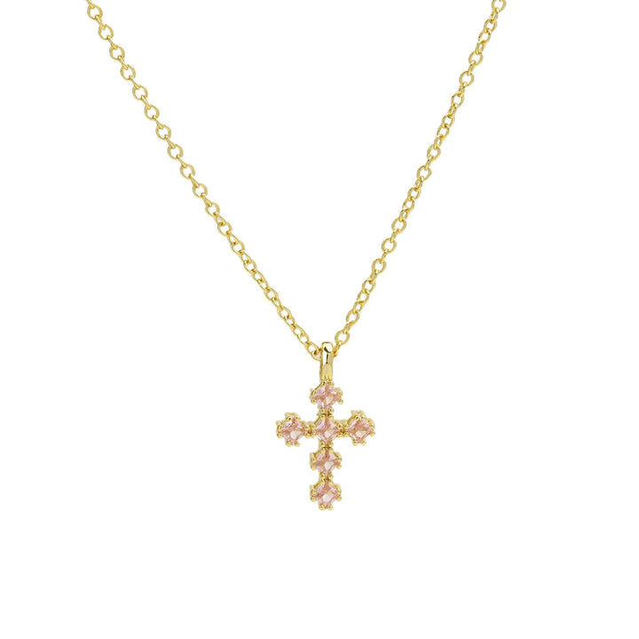 Birthstone Crystal Cross Necklace