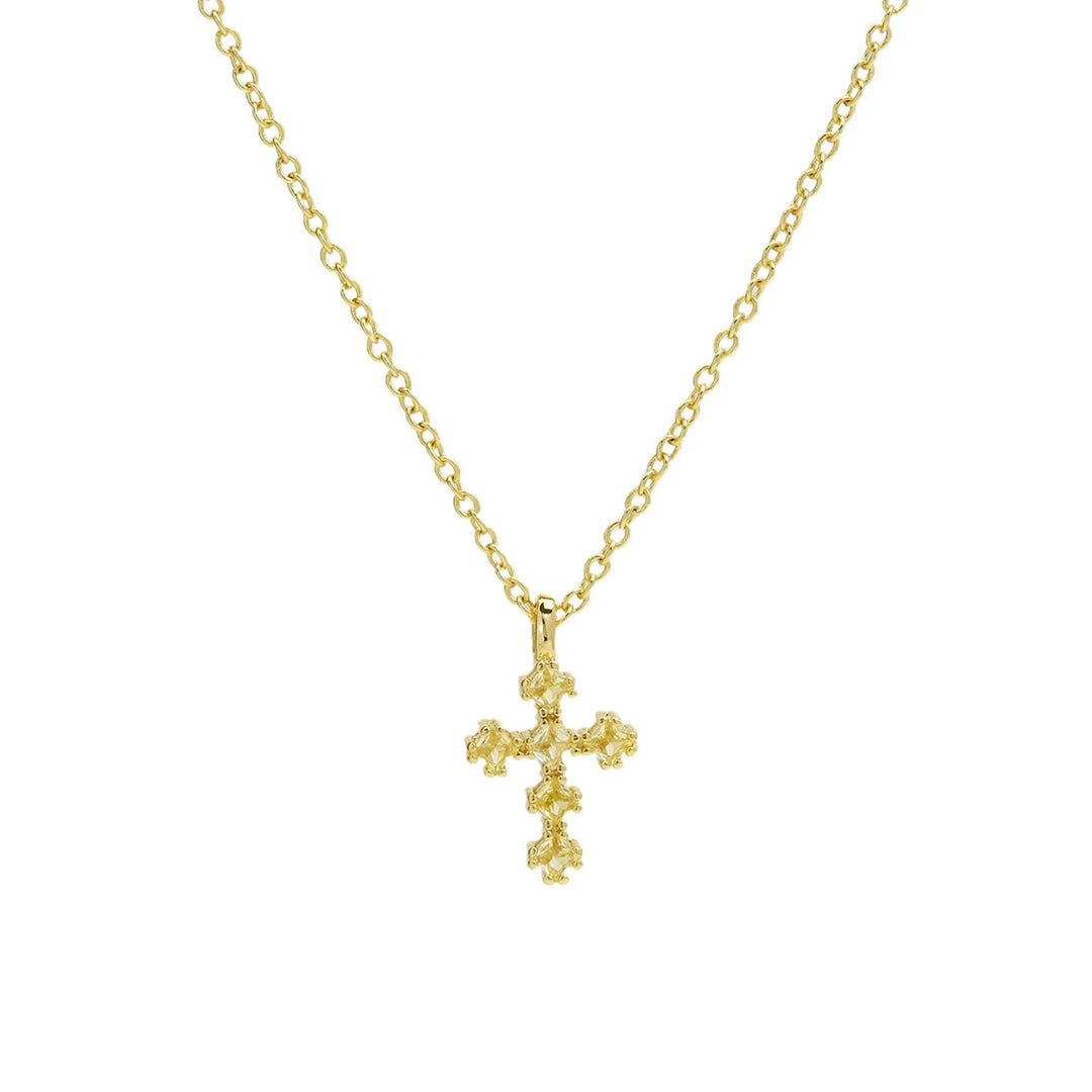 Birthstone Crystal Cross Necklace