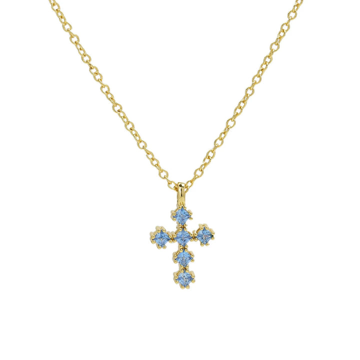 Birthstone Crystal Cross Necklace