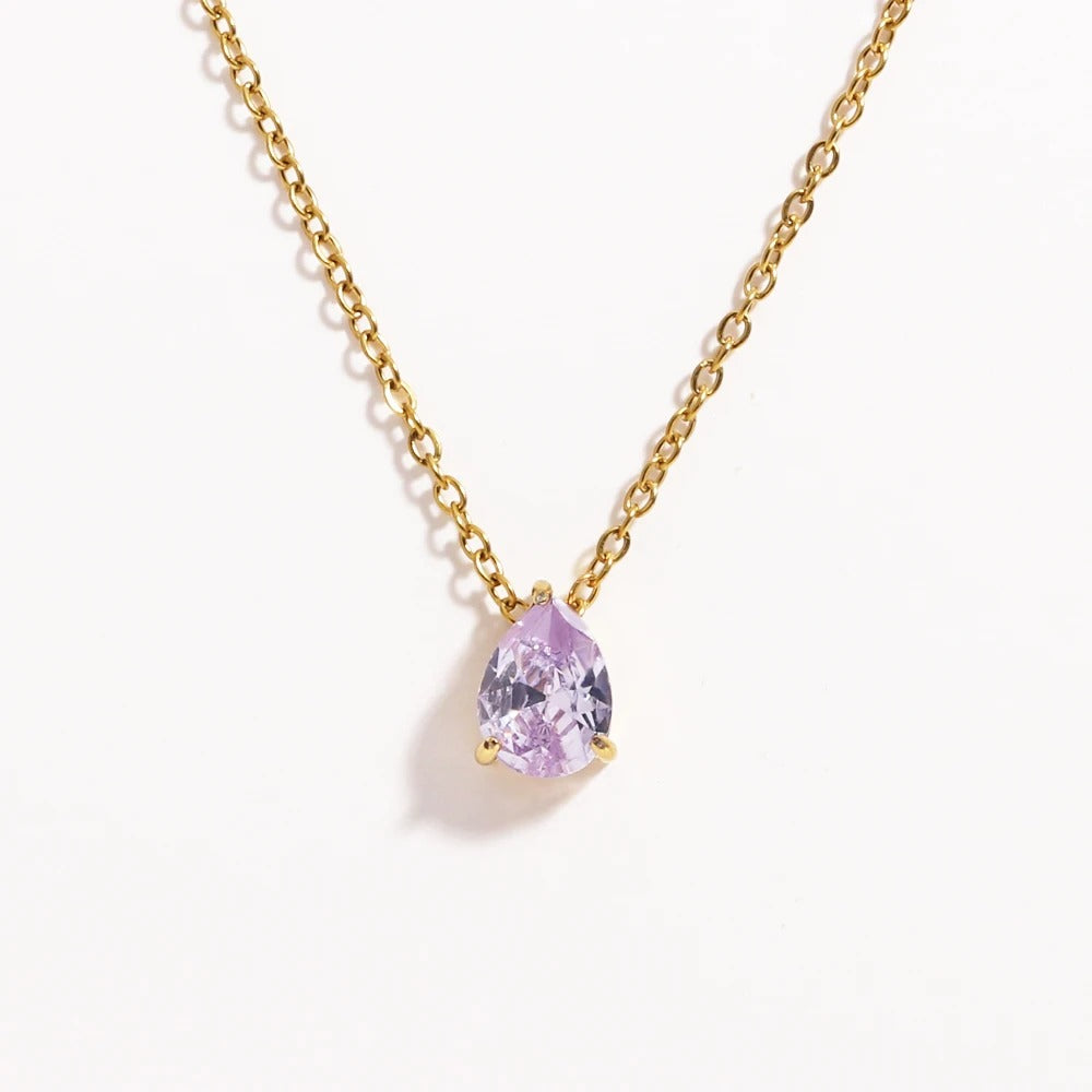 Radiant Teardrop Birthstone Necklace