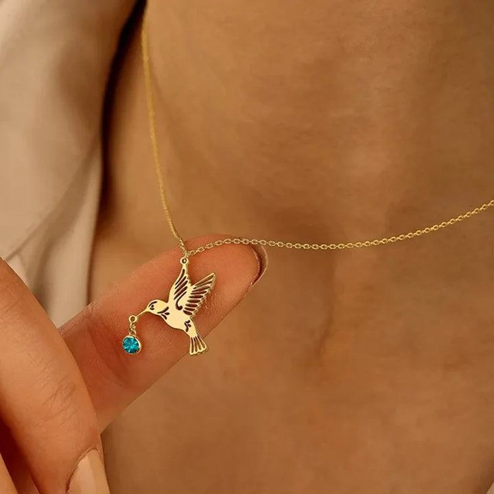 Hummingbird Blessings Birthstone Necklace