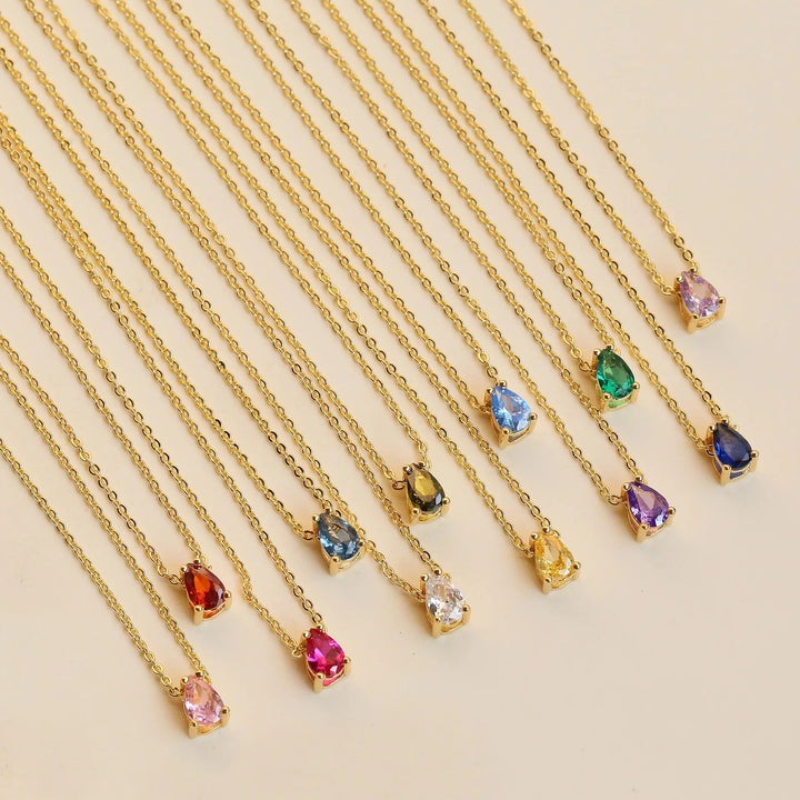 Radiant Teardrop Birthstone Necklace