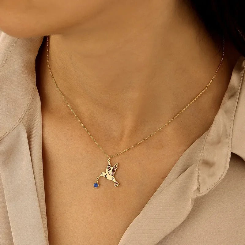 Hummingbird Blessings Birthstone Necklace