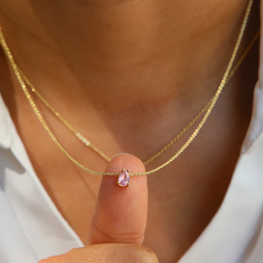 Radiant Teardrop Birthstone Necklace