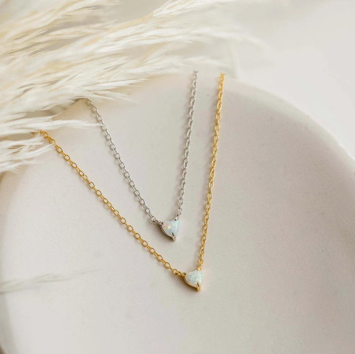 Opal Heart Birth Month Necklace