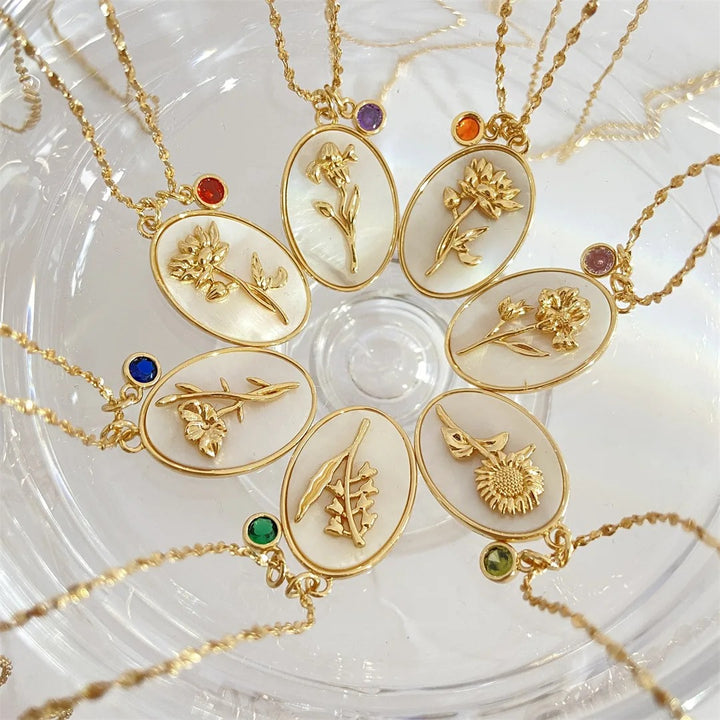 Wildflower Birthstone Necklace
