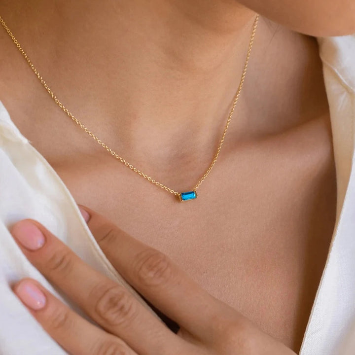 Dainty Birthstone Bar Pendant