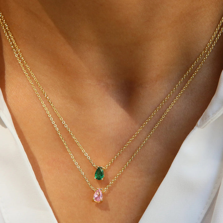 Radiant Teardrop Birthstone Necklace