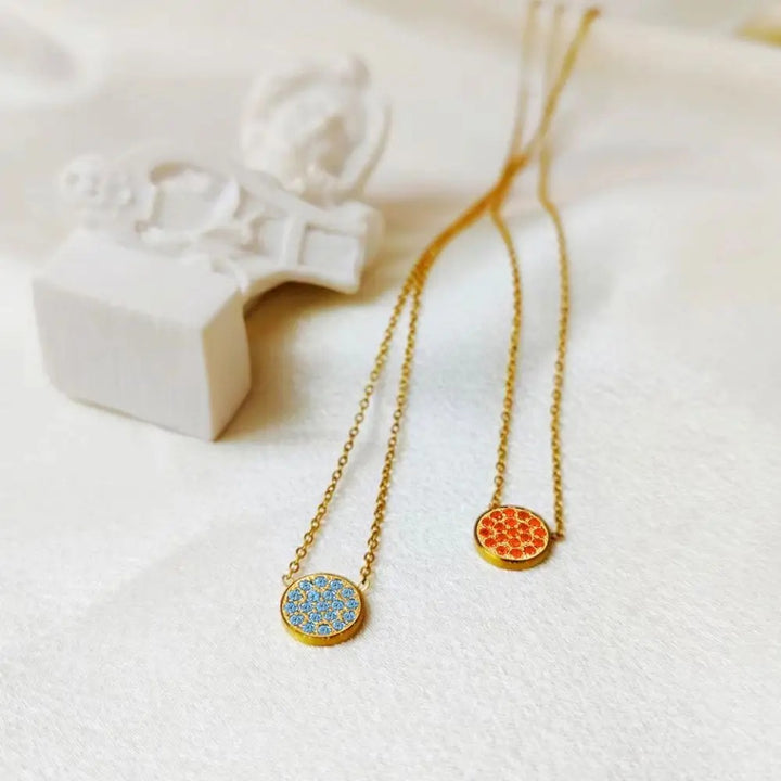 Sparkling Birthstone Disc Necklace