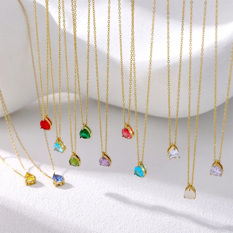 Radiant Teardrop Birthstone Necklace