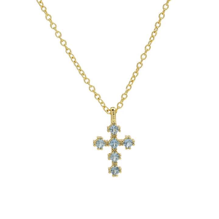 Birthstone Crystal Cross Necklace