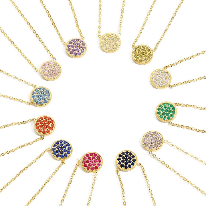 Sparkling Birthstone Disc Necklace