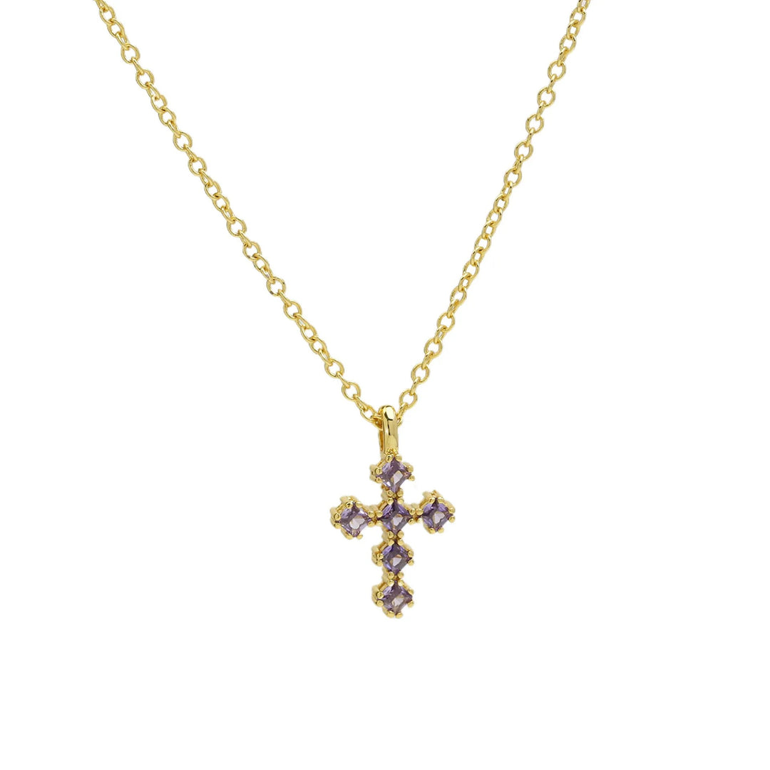 Birthstone Crystal Cross Necklace